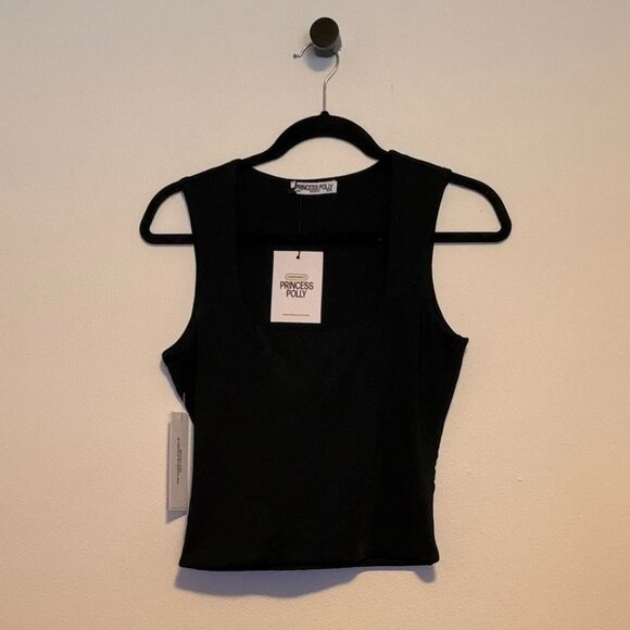 Princess Polly Zoe Top Sleeveless Square Neck Tank Top Size 8 Black (NWT) - Picture 4 of 7